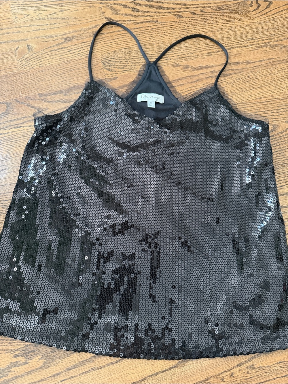 Olsenboye Black Sequin Cami Tank Top sz medium